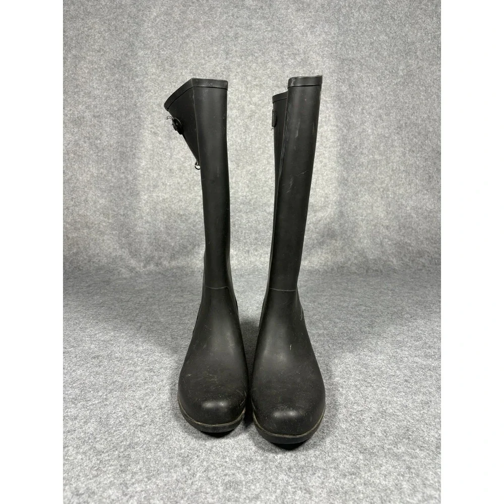 Style #17967 Tall Back Zip Rain Boots 8‎ Black Waterproof Rubber